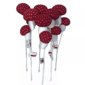 6 Ashland Red White Polka Dot Mushroom Picks